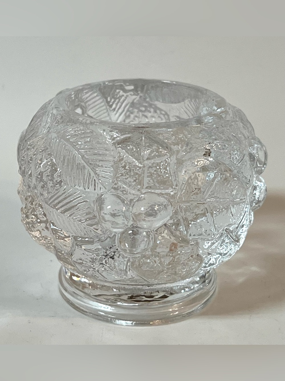 Vetreria Etrusca Italy Clear Crystal Candle Holder Ornate Pinecones Acorns Bells